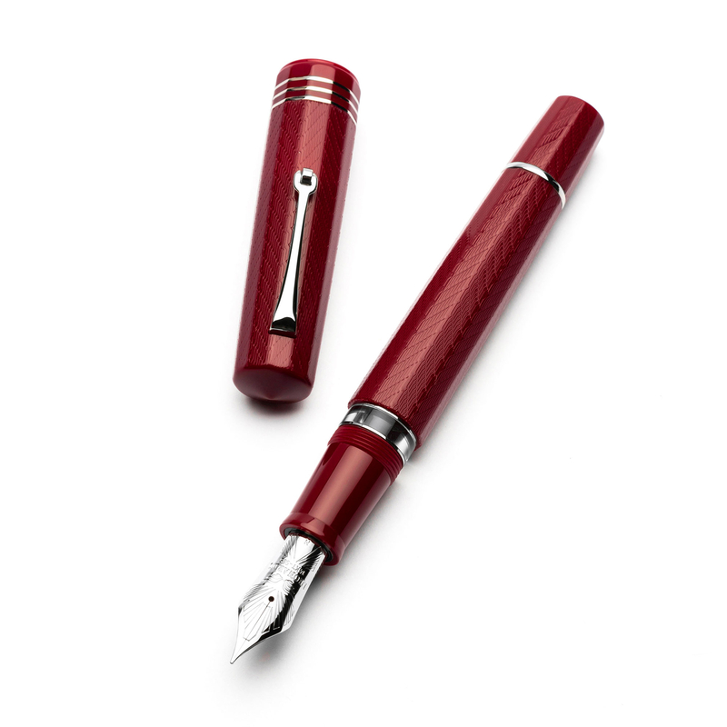 Leonardo Officina Italiana Leonardo Dodici Guillochè No. 6 Fountain Pen Burgundy Red & Rhodium Limited Edition