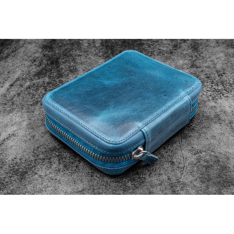 Galen Leather Galen Leather Expansi-Pouch 10 Slots Pen Case Crazy Horse Ocean Blue