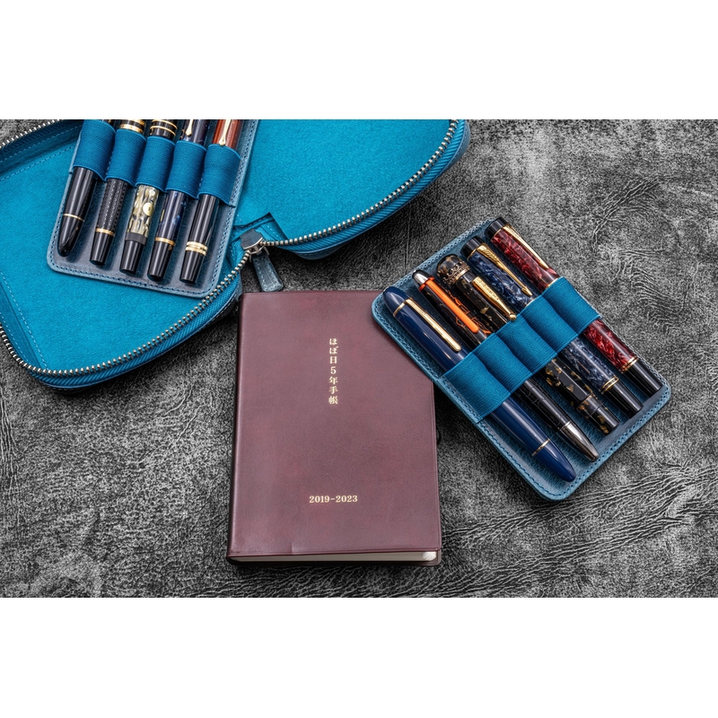 Galen Leather Galen Leather Expansi-Pouch 10 Slots Pen Case Crazy Horse Ocean Blue