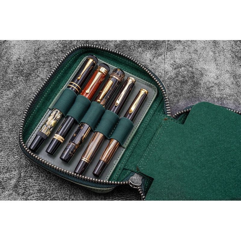 Galen Leather Galen Leather Expansi-Pouch 10 Slots Pen Case Crazy Horse Forest Green