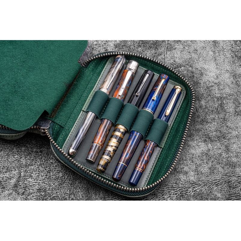 Galen Leather Galen Leather Expansi-Pouch 10 Slots Pen Case Crazy Horse Forest Green