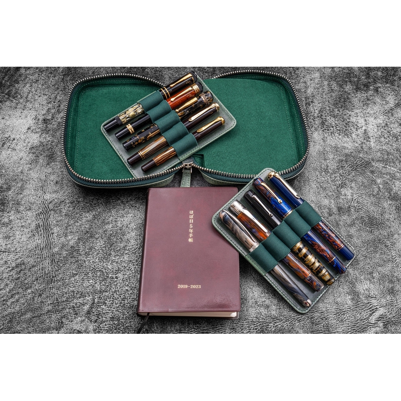 Galen Leather Galen Leather Expansi-Pouch 10 Slots Pen Case Crazy Horse Forest Green