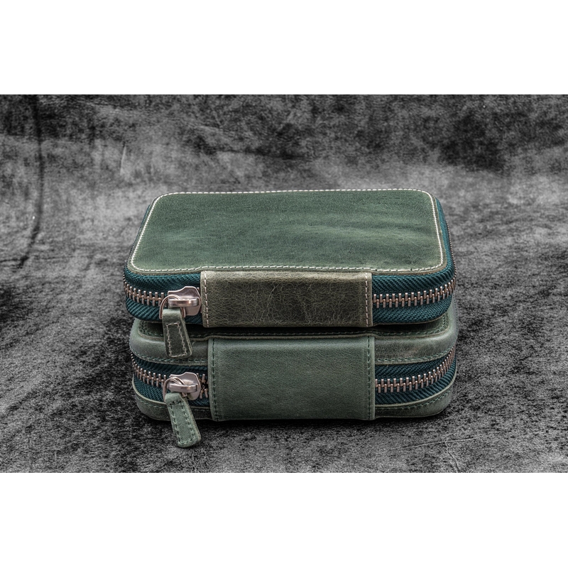 Galen Leather Galen Leather Expansi-Pouch Portapenne in Pelle 10 Posti Crazy Horse Forest Green