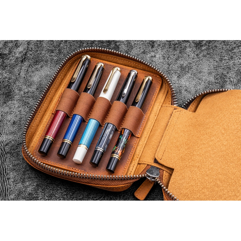 Galen Leather Galen Leather Expansi-Pouch 10 Slots Pen Case Crazy Horse Brown