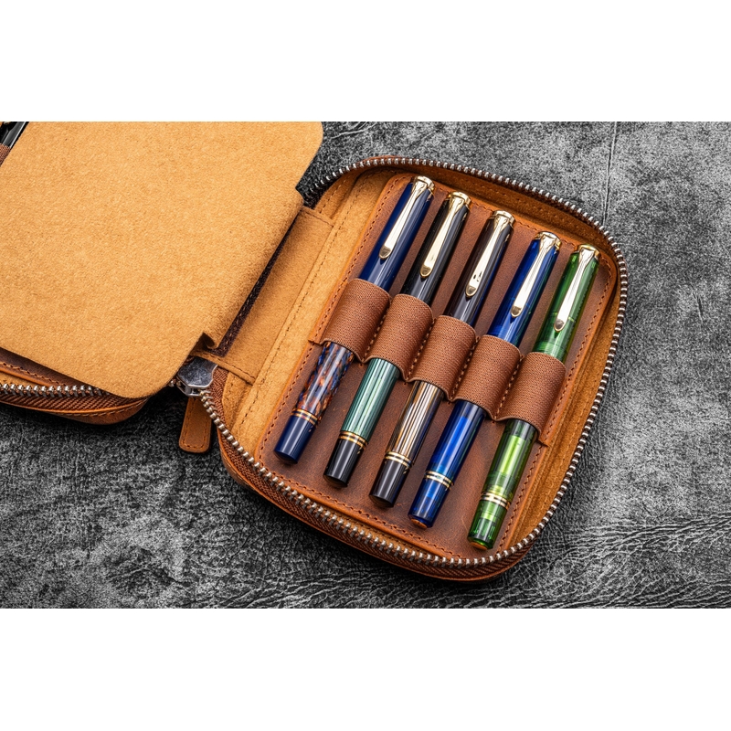 Galen Leather Galen Leather Expansi-Pouch 10 Slots Pen Case Crazy Horse Brown