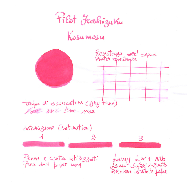 Pilot Iroshizuku Kosumosu Inchiostro 15 ml