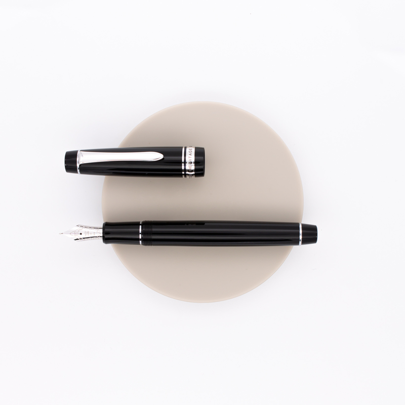 Custom high quality Acrylic Fountain Pen - Black Acrylic - Rhodium and Black Titanium Hardware - A10