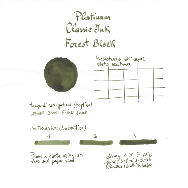 Platinum Classic Ink Forest Black Ink Bottle 60 ml