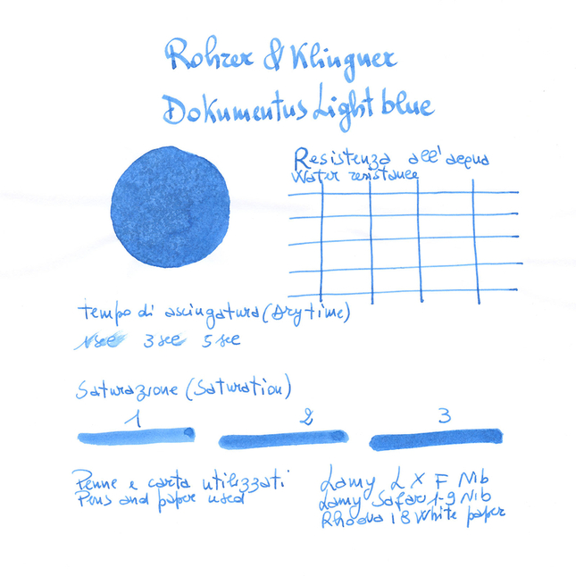 Rohrer & Klingner Dokumentus Azzurro Inchiostro 50 ml Indelebile